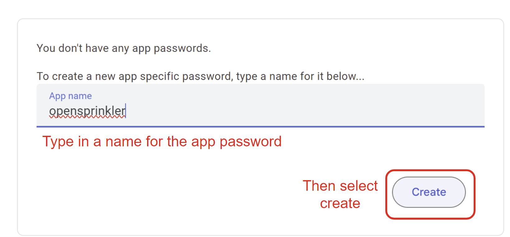App Password entry