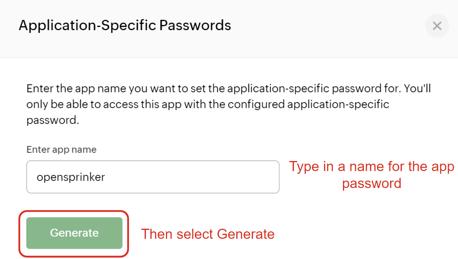 Zoho App Password entry